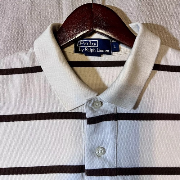 Mens Polo Ralph Lauren Large Stripe Brown And Khaki Perfect - Picture 3 of 5
